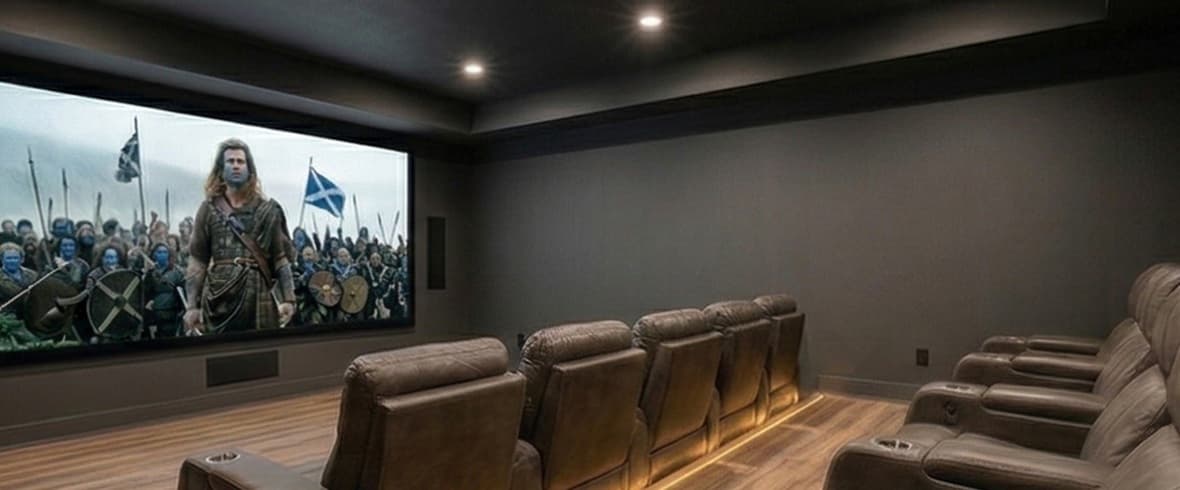 Finished basement family room with recessed lighting in New Jersey